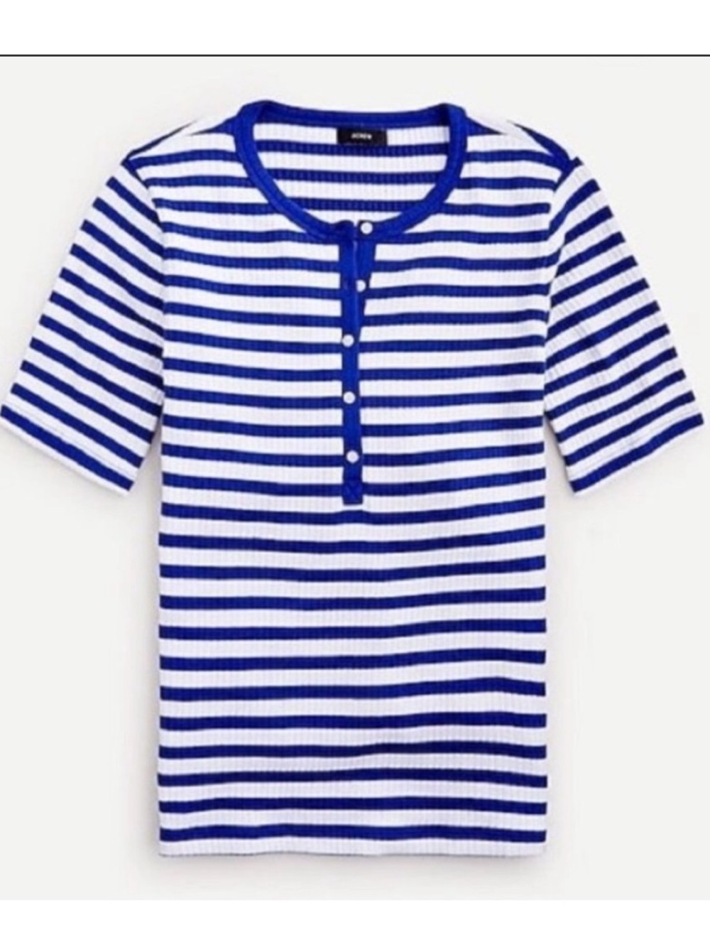 J. Crew Blue Striped Henley Shirt Top